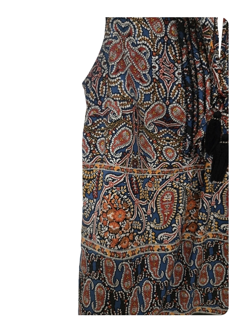 4/$15 Bohemian Paisley Sleeveless Top - Navy & Rust Women's Petite Small - Picture 5 of 8